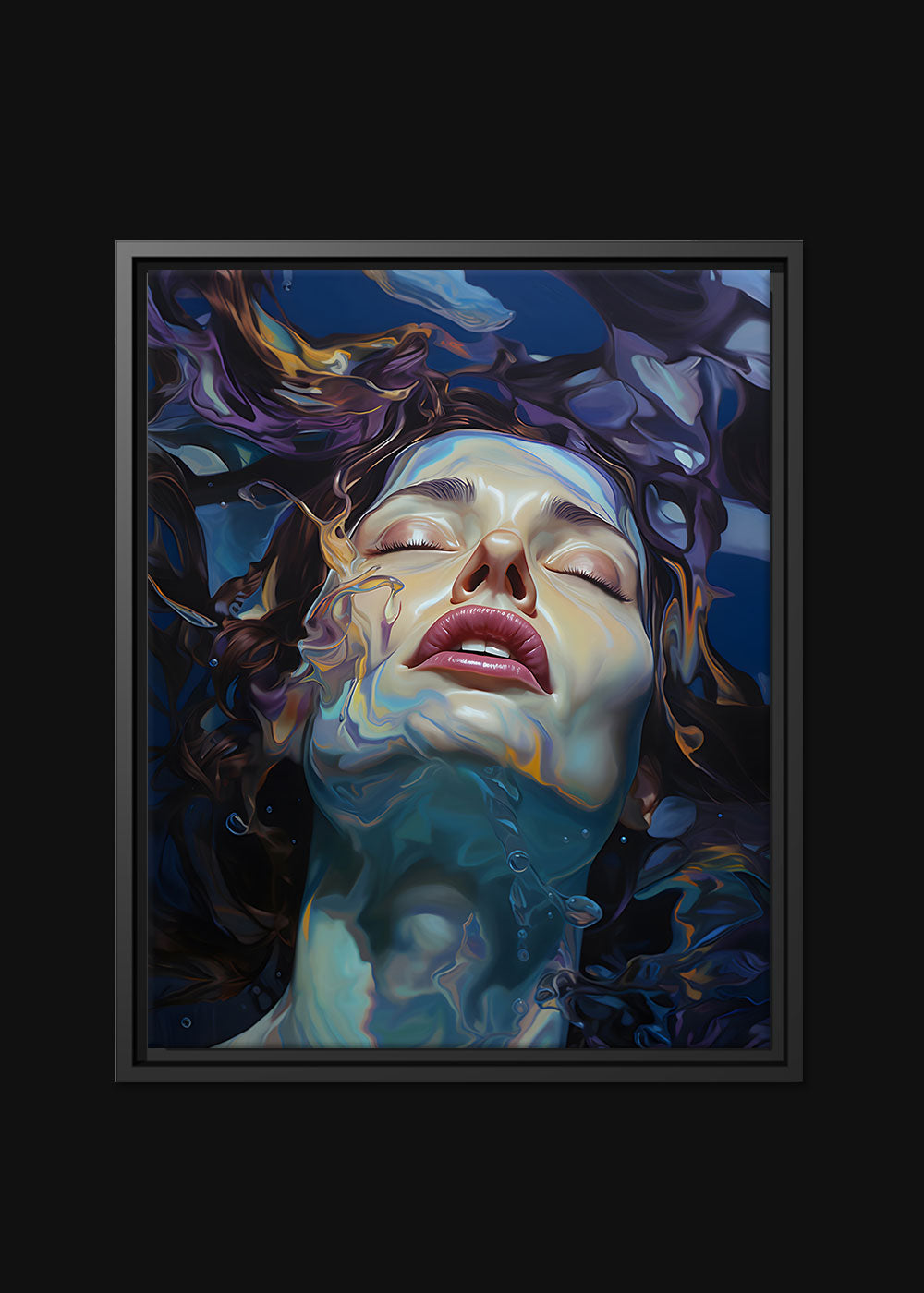 Woman under water - Framed Canvas