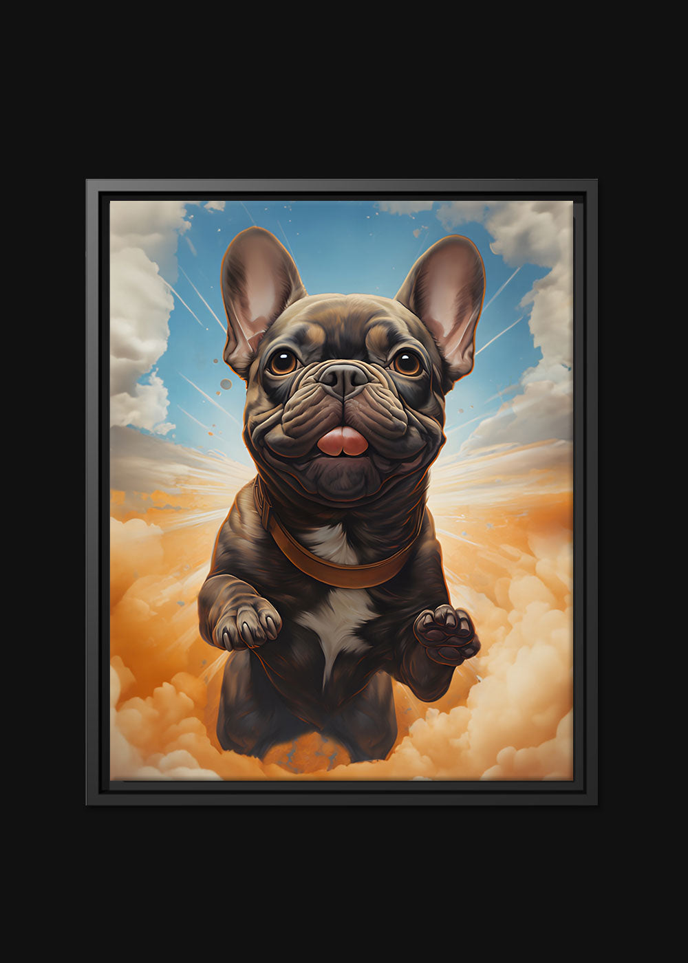 French Bulldog Dreams Sky - Framed Canvas